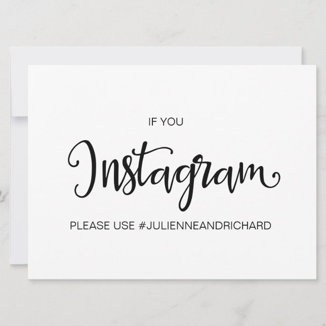 Kalligrafie | " If You Instagram" Hochzeitszeichen Einladung (Vorderseite)