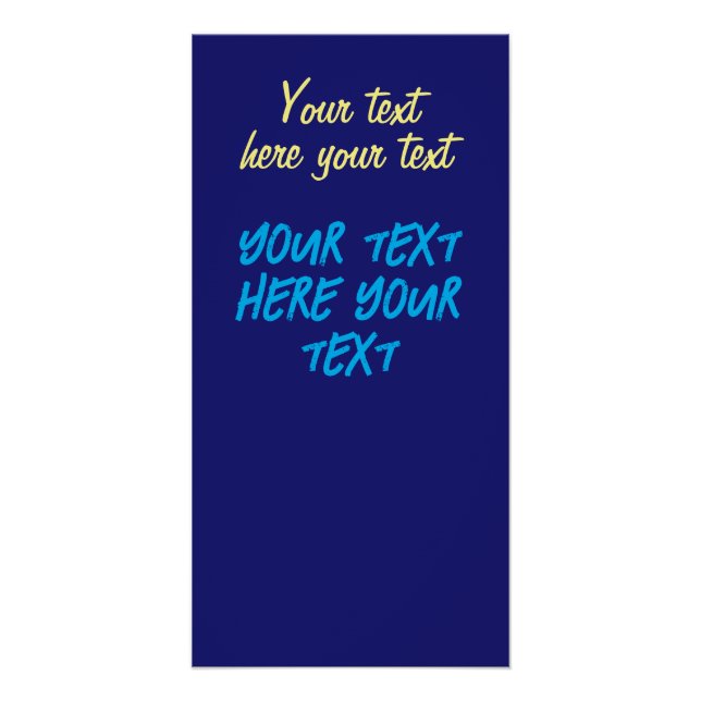Kalligrafie Ihr Text hier ersetzen Slogan Blau Poster (Vorderseite)