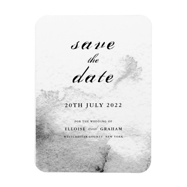 Kalligrafie in Schwarz und Weiß Save the Date Magnet (Vertikal)
