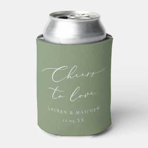 Kalligrafie jubelt Liebe Sage Green Wedding Dosenkühler