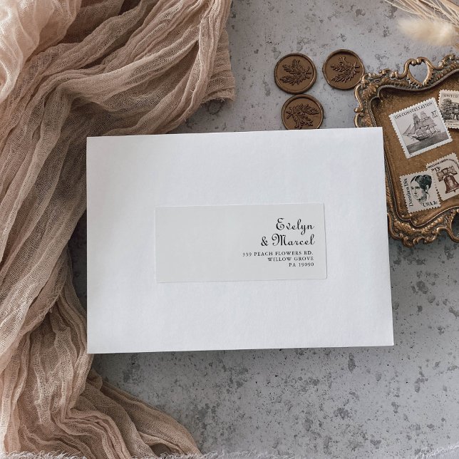 Kalligrafie Klassische Minimalistische Hochzeitrüc Adressaufkleber (Von Creator hochgeladen)