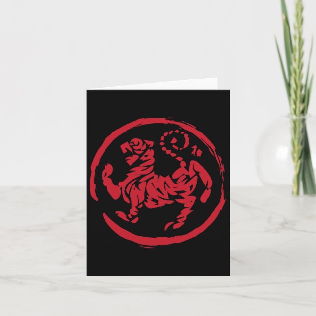 Kalligrafie Kriegskunst Jahr Tiger Symbol Karate Karte (Vorderseite)