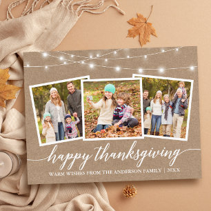 Kalligrafie-Lichterkette Kraft Happy Thanksgiving Postkarte