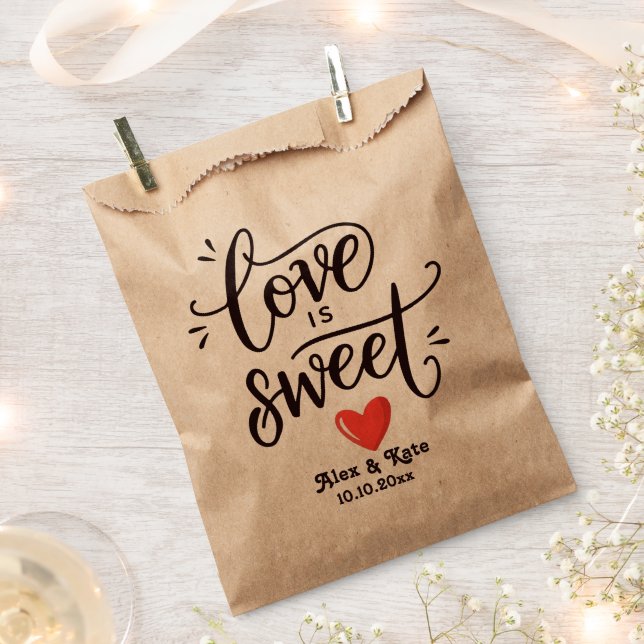 Kalligrafie-Liebe ist süße Hochzeit Geschenktütchen (Ausgeschnitten)