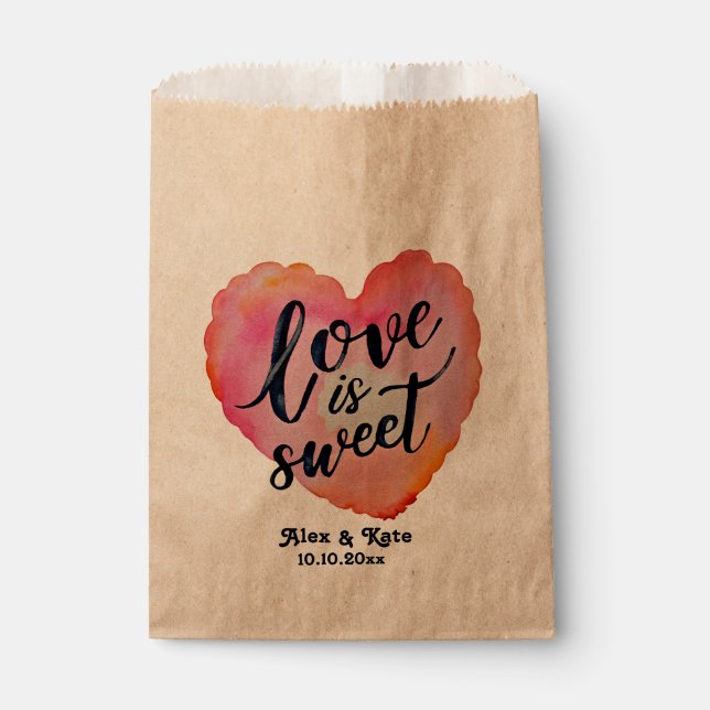 Kalligrafie-Liebe ist süße Hochzeit Geschenktütchen (Vorderseite)