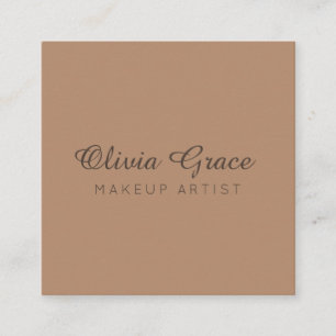 Kalligrafie Minimalist, Professionell Taupe & Warm Quadratische Visitenkarte