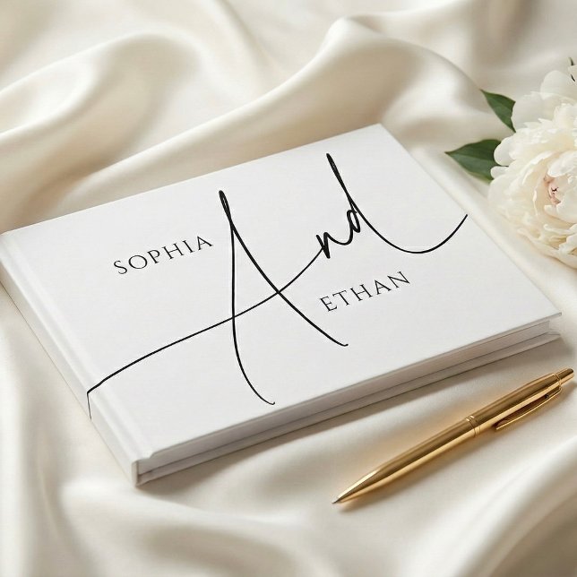 Kalligrafie Minimalistisch Elegant Wedding Gästebuch (Von Creator hochgeladen)