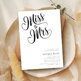 Kalligrafie Minimalistisch Miss an Mrs. Brautparty Einladung