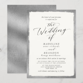 Kalligrafie mit Silver Edge Luxury Wedding Einladung