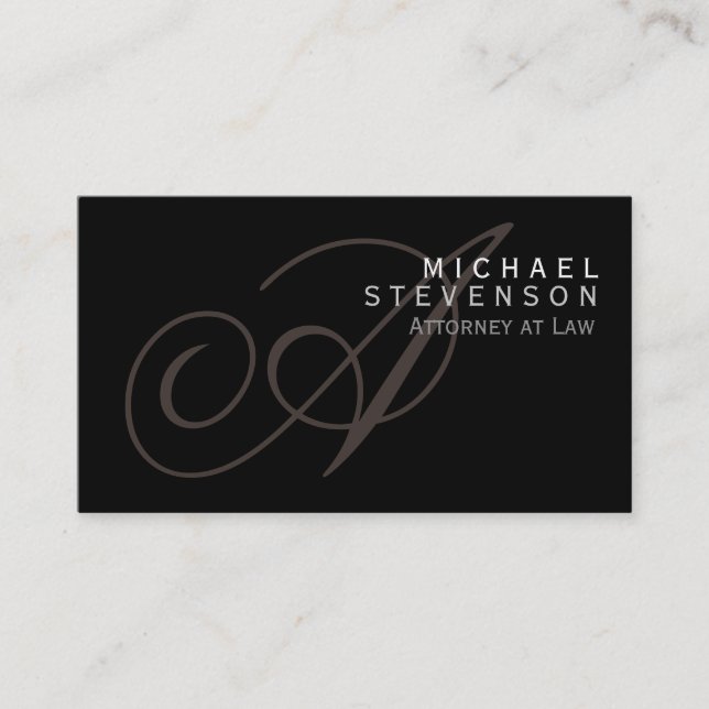 Kalligrafie Monogram Atney at Law Business Card Visitenkarte (Vorderseite)