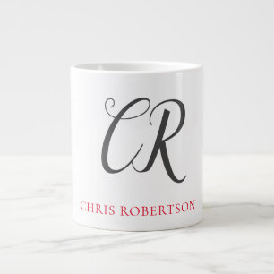 Kalligrafie Monogram Name Black Gray Custom Gift Jumbo-Tasse