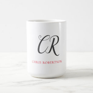 Kalligrafie Monogram Name Black Gray Custom Gift Kaffeetasse