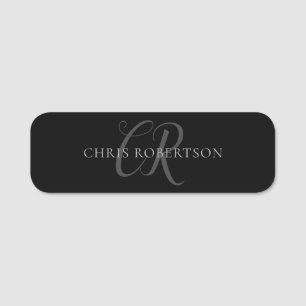 Kalligrafie Monogram Name Black Gray Custom Gift Namensschild