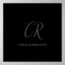 Kalligrafie Monogram Name Black Gray Custom Gift