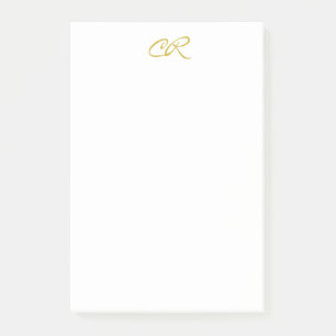 Kalligrafie-Monogramm Goldfarbe Schlicht Modern Post-it Klebezettel