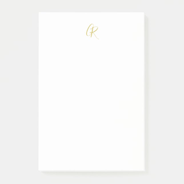 Kalligrafie-Monogramm Goldfarbe Schlicht Modern Post-it Klebezettel (Vorderseite)