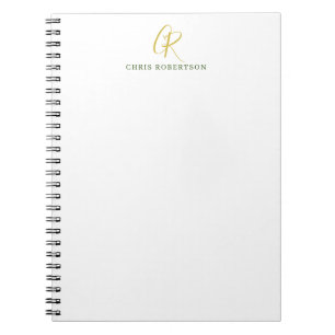 Kalligrafie-Monogramm-Name Gold Schwarz Weiß Farbe Notizblock