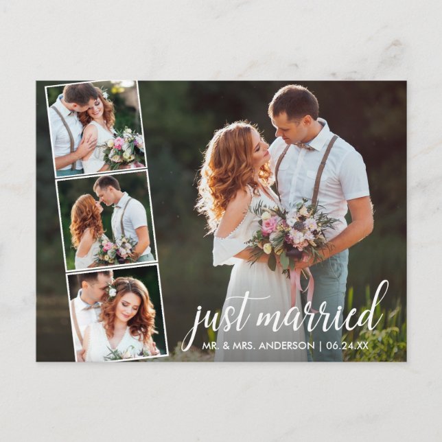 Kalligrafie nur verheiratet 4 Foto Postkarte (Vorderseite)
