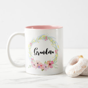 Kalligrafie, Oma und Blumenreath Zweifarbige Tasse