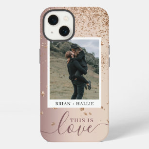 Kalligrafie-Paar-Foto-Roségold-Glitter iPhone Hülle