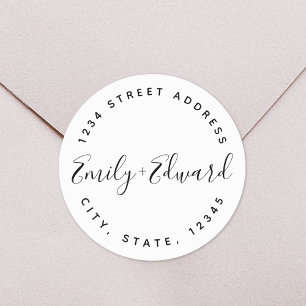 Kalligrafie-Paarnamen Kreis-Hochzeitsadresse Runder Aufkleber