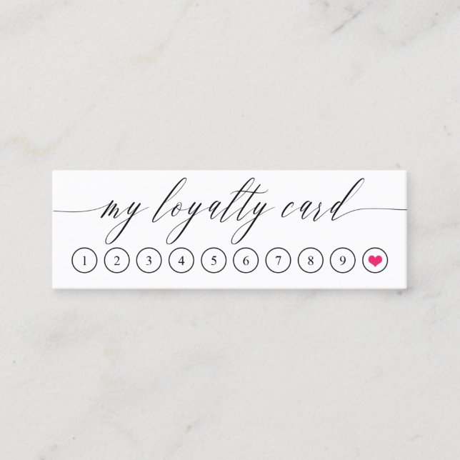 Kalligrafie Pink Heart Loyalty Card Treuekarte (Vorderseite)