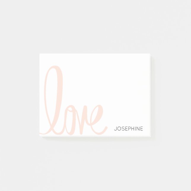 Kalligrafie Pink Liebe Personalisiert Mädchenname Post-it Klebezettel (Vorderseite)