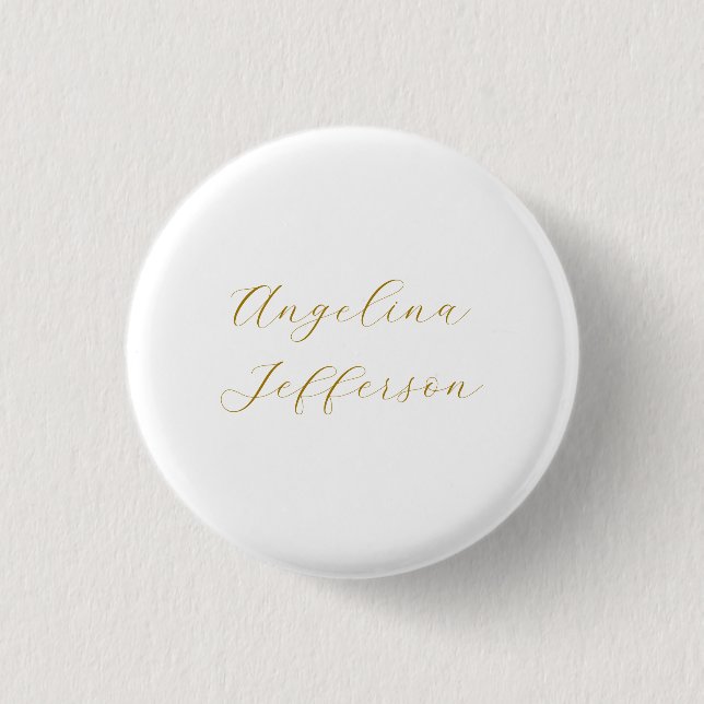 Kalligrafie Profi Elegant Goldfarbe Button (Vorderseite)