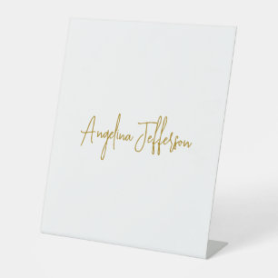 Kalligrafie Profi Elegant Goldfarbe Sockelschild