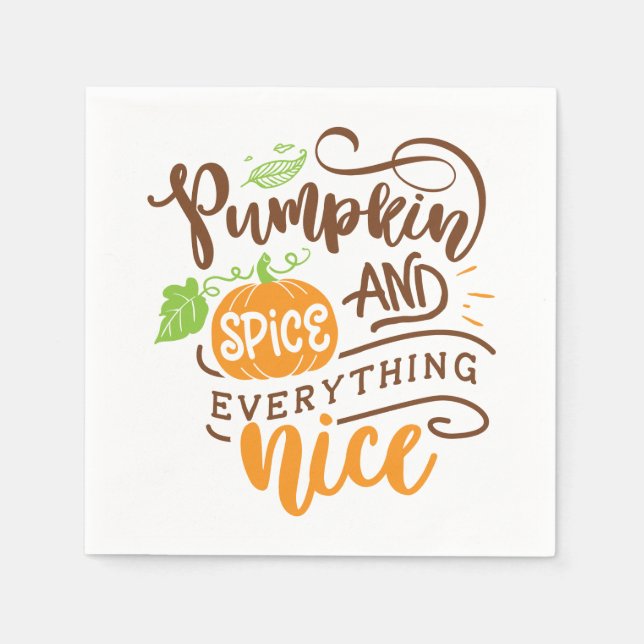 Kalligrafie Pumpkin Gewürz und alles Nizza Serviette (Vorderseite)