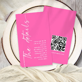 Kalligrafie QR Code Hot Pink Wedding Details Begleitkarte