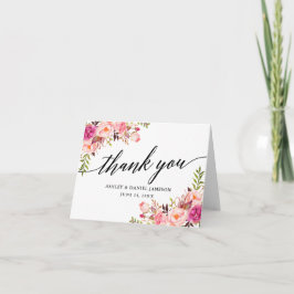 Kalligrafie Rosa Blush Bloral Wedding Note Dankeskarte