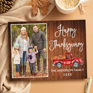 Kalligrafie Rustikales Holz Foto Thanksgiving Last Postkarte