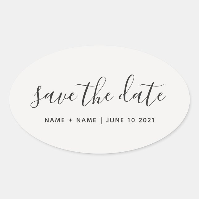Kalligrafie Save the Date Hochzeitsankündigung Ovaler Aufkleber (Vorderseite)