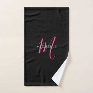 Kalligrafie-Schrift-Monogramm-Name Schwarz und Ros Handtuch