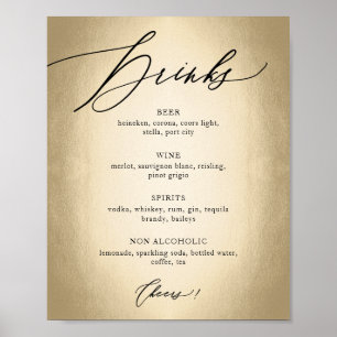 Kalligrafie-Schriftzug Getränke & Prost Hochzeitss Poster