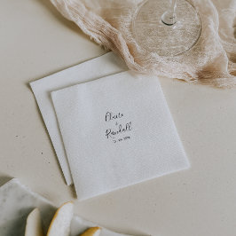 Kalligrafie Schwarz und Weiß Hochzeit Napkins Serviette