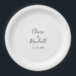 Kalligrafie, Schwarz und Weiß Pappteller<br><div class="desc">Diese kalligraphische schwarz-weiße Hochzeitszettel eignet sich perfekt für einen rustikalen Hochzeitsempfang. Das Design besticht durch einen wunderschönen schwarzen Schriftart in weißem Hintergrund.</div>