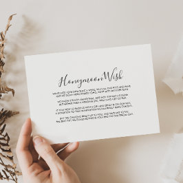 Kalligrafie Schwarz-weiß Honeymoon Wish Begleitkarte