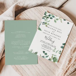 Kalligrafie Script Foliage Front & Back Wedding Einladung
