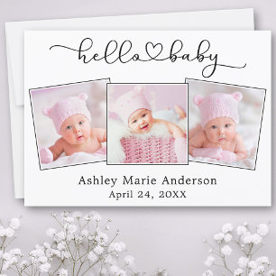 Kalligrafie Script Heart 3 Foto Hello Baby Ankündigung