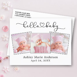 Kalligrafie Script Heart 3 Foto Hello Baby Postkarte