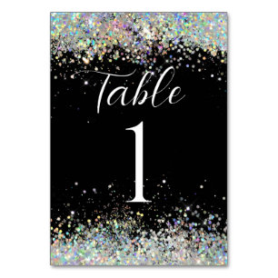 Kalligrafie Script Holographic Glitzer Black Tischnummer