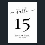 Kalligrafie Script Minimalistisch Wedding Double S Tischnummer<br><div class="desc">Elegante Kalligrafie Script Heart Wedding Tischnummern Doppelseitig mit benutzerdefinierten personalisierten. Helfen Sie Ihren Gästen mit diesen schlichten, doppelseitigen Tischnummer-Karten, den Sie ganz einfach finden können. Einfach zu personalisieren, mit Zahlen, paar Namen mit Liebe Herzmotiv und Datum! Enthält ein hübsches Schriftskript für die Kalligrafie "Table". Ideal für minimalistische, elegante und moderne...</div>