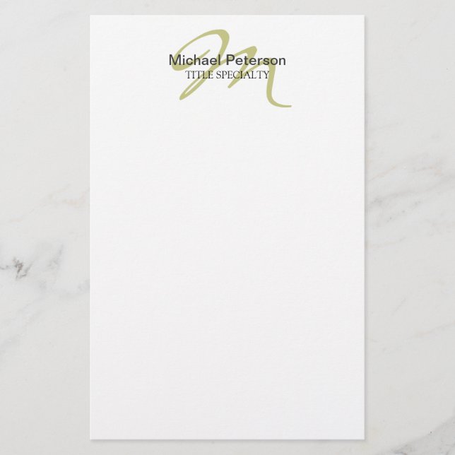 Kalligrafie Script Monogram Initial Modern Briefpapier (Vorderseite)