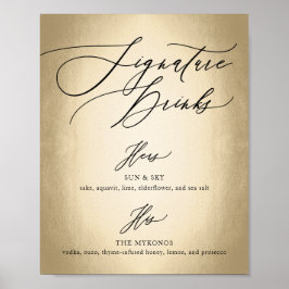 Kalligrafie Script Signature Drinks Wedding Sign Poster