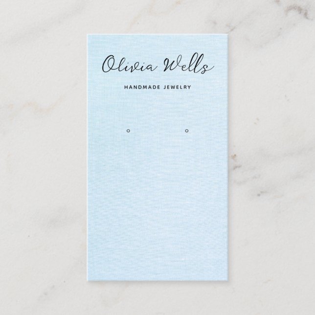Kalligrafie Script Simple Blue Earring Business Visitenkarte (Vorderseite)