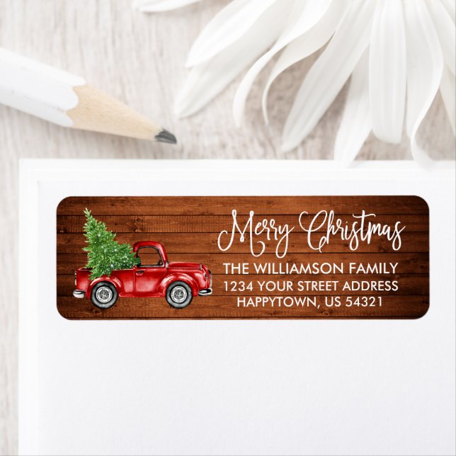 Kalligrafie Script Wood Vintag Truck Weihnachten (Insitu)