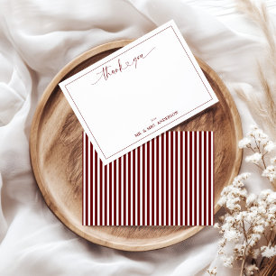 Kalligrafie-Skript Hochzeit Danke Marine Streifen Mitteilungskarte