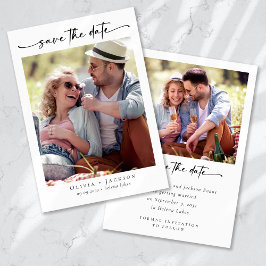 Kalligrafie-Skript Moderne Hochzeit von Fotos Save The Date